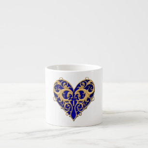 Blue Filigree Heart Mok