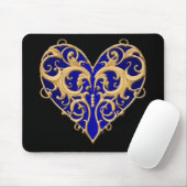 Blue Filigree Heart Muismat (Met muis)