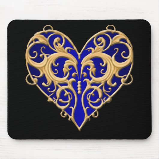 Blue Filigree Heart Muismat (Voorkant)
