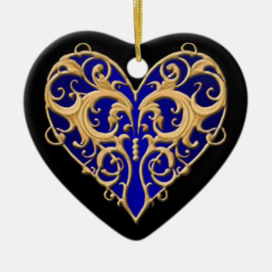 Blue Filigree Heart Ornament (Voorkant)
