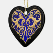 Blue Filigree Heart Ornament (Links)