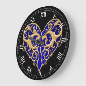 Blue Filigree Heart Roman Numeral Clock Grote Klok (Hoek)