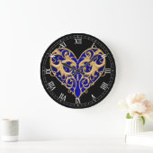 Blue Filigree Heart Roman Numeral Clock Grote Klok (Huis)