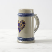 Blue Filigree Heart Stein Bierpul (Voorkant rechts)