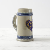 Blue Filigree Heart Stein Bierpul (Voorkant links)