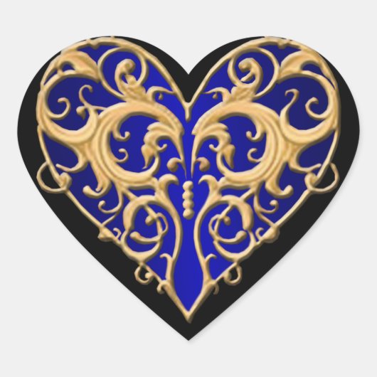 Blue Filigree Heart Stickers (Voorkant)