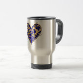 Blue Filigree Heart Travel Mug Reisbeker (Voorkant rechts)