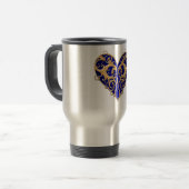 Blue Filigree Heart Travel Mug Reisbeker (Voorkant links)