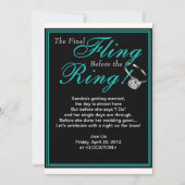 Blue Final Fling Bachelorette Party Invitation Kaart (Voorkant)