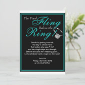 Blue Final Fling Bachelorette Party Invitation Kaart (Staand voorkant)