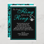 Blue Final Fling Bachelorette Party Invitation Kaart (Voorkant / Achterkant)
