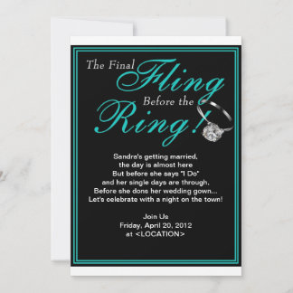 Blue Final Fling Bachelorette Party Invitation Kaart