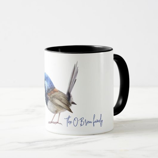 Blue Finch Bird customisable  Mok (Voorkant rechts)