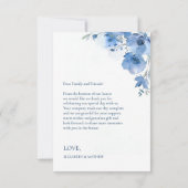Blue Fine Art Flowers Wedding Thank You Card Bedankkaart (Achterkant)