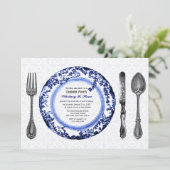 Blue Fine Dining Party Kaart (Staand voorkant)