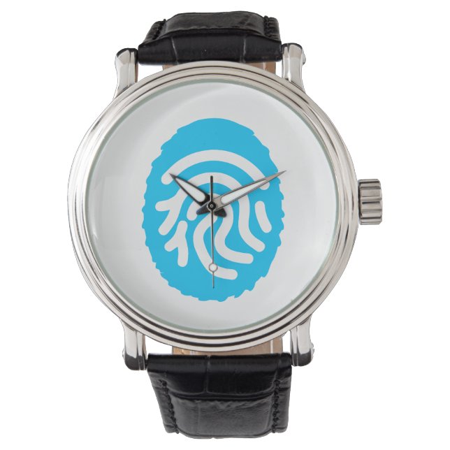 Blue Fingerprint Biometric Security Horloge (Voorkant)