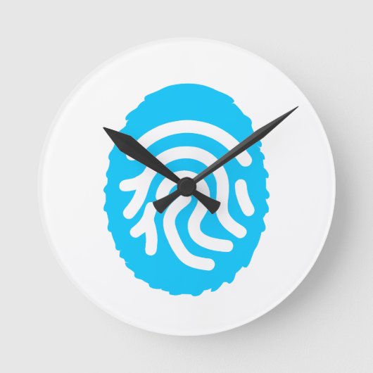 Blue Fingerprint Biometric Security Ronde Klok (Voorkant)
