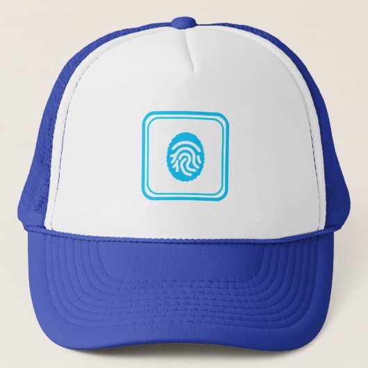 Blue Fingerprint Biometric Security Trucker Pet (Voorkant)