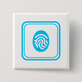 Blue Fingerprint Biometric Security Vierkante Button 5,1 Cm