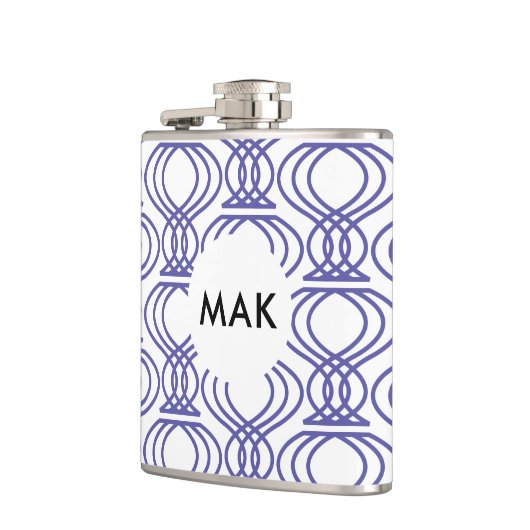 Blue Finial Pattern Name Monogram Heupfles (Links)