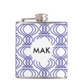 Blue Finial Pattern Name Monogram Heupfles (Voorkant)