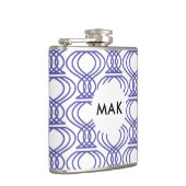 Blue Finial Pattern Name Monogram Heupfles (Rechts)