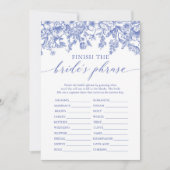 Blue Finish the Bride's Phrase Vrijgezellenfeest G Kaart (Voorkant)