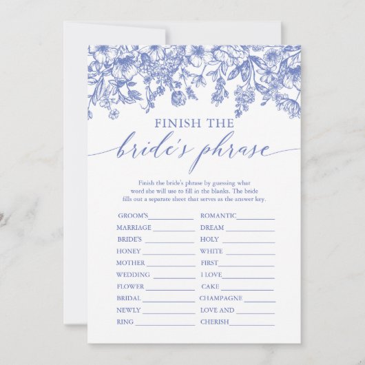 Blue Finish the Bride's Phrase Vrijgezellenfeest G Kaart (Voorkant)