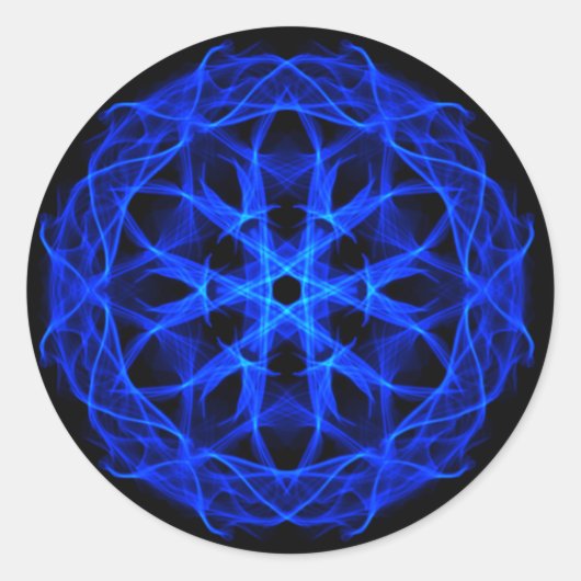 Blue Fire Abstracte Sticker (Voorkant)