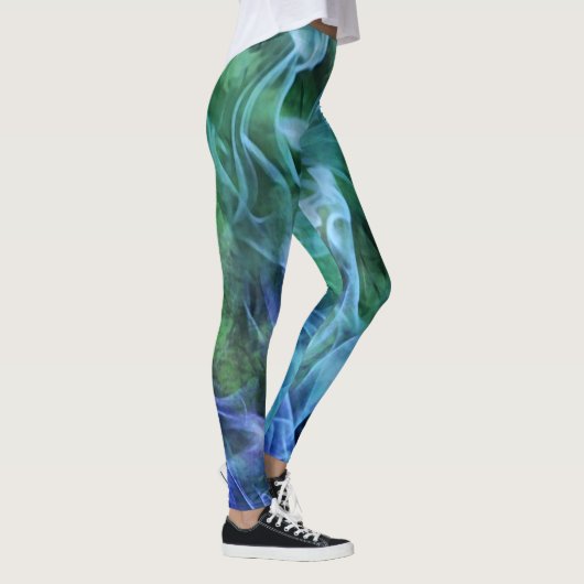 Blue Fire Flames Abstracte kunst Leggings (Rechts)