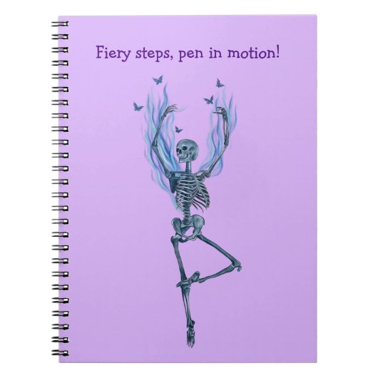 Blue Fire Flames Ballerina Dancing Skeleton Purple Notitieboek (Voorkant)