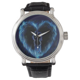 Blue Fire Heart Watch Horloge