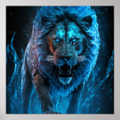 Blue Fire Lion Poster (Voorkant)