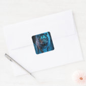 Blue Fire Lion Vierkante Sticker (Envelop)