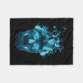 Blue Fire Skull Fleece Blanket Deken (Voorkant (Horizontaal))