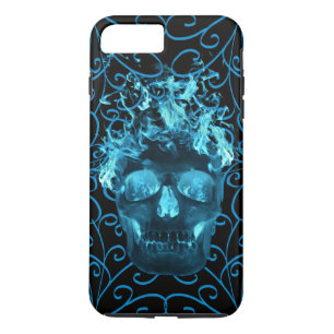 Blue Fire Skull iPhone 7 Hoesje