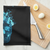 Blue Fire Skull Kitchen Towel Theedoek (Quarter Fold)
