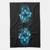 Blue Fire Skull Kitchen Towel Theedoek (Verticaal)