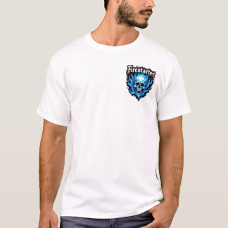 Blue Fire Skull-logo T-shirt