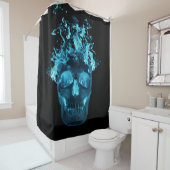 Blue Fire Skull Showgordijn Douchegordijn (In situ)