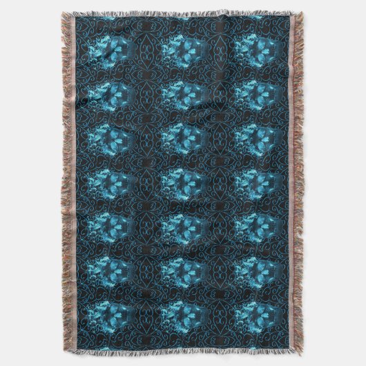 Blue Fire Skull Throw Blanket Deken (Voorkant Verticaal)