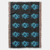 Blue Fire Skull Throw Blanket Deken (Voorkant Verticaal)