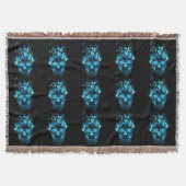 Blue Fire Skull Throw Blanket Deken (Voorkant)