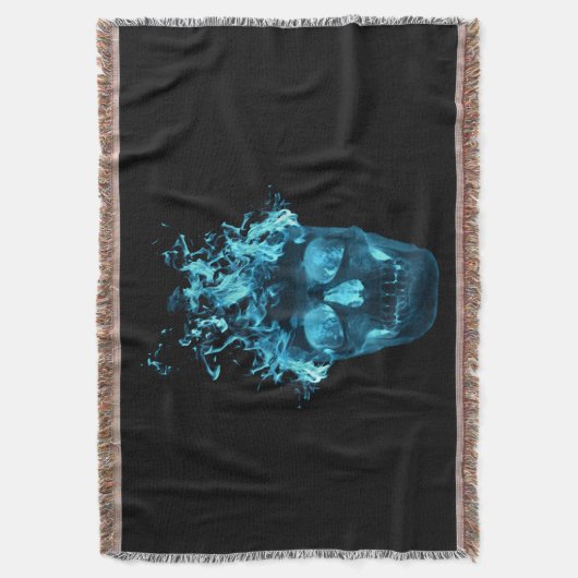 Blue Fire Skull Throw Blanket Deken (Voorkant Verticaal)