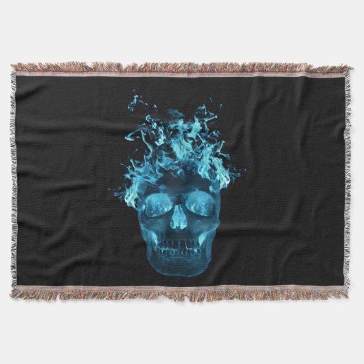 Blue Fire Skull Throw Blanket Deken (Voorkant)