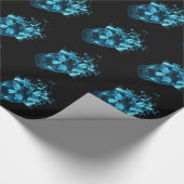 Blue Fire Skull Wrapping Paper Cadeaupapier (Hoek)