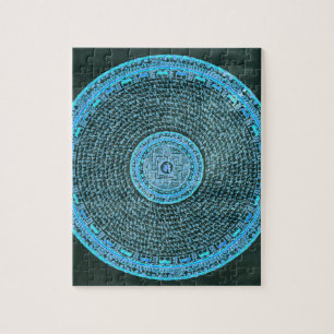 Blue Fire Tibetan Mandala Art (Turquoise & Black) Legpuzzel