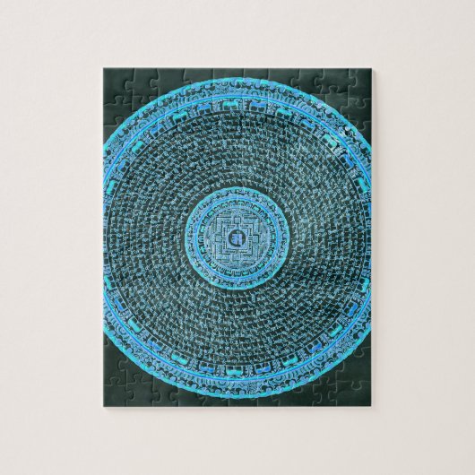 Blue Fire Tibetan Mandala Art (Turquoise & Black) Legpuzzel (Verticaal)