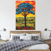 Blue Fire Tree Canvas Afdruk (Insitu (Slaapkamer))