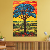 Blue Fire Tree Canvas Afdruk (Insitu (Woonkamer))